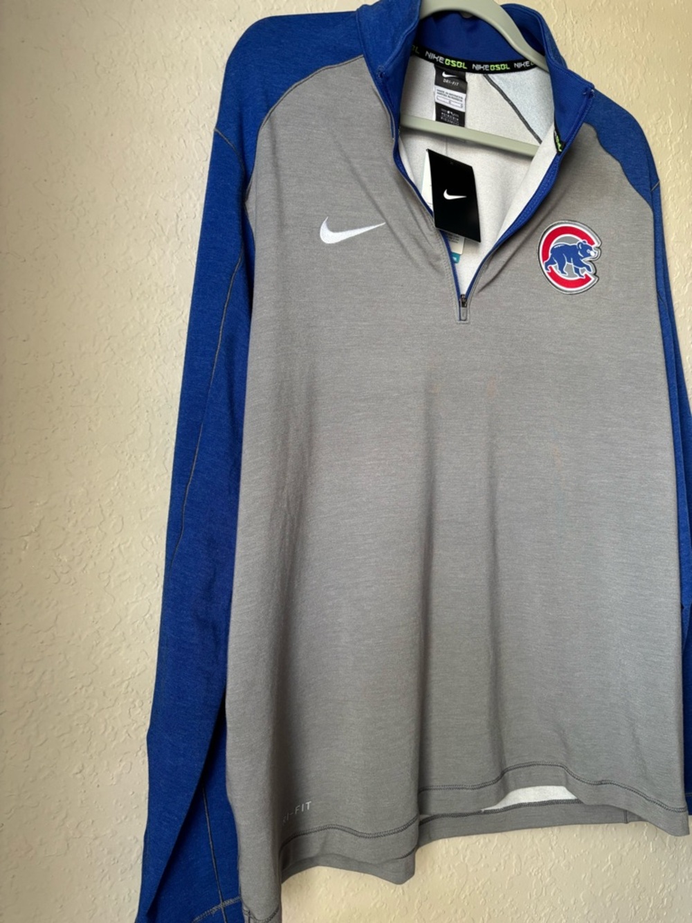 Nike Gray and Royal Blue Chicago Cubs Dri-FIT Quarter-Zip Men size L - Picture 3 of 9